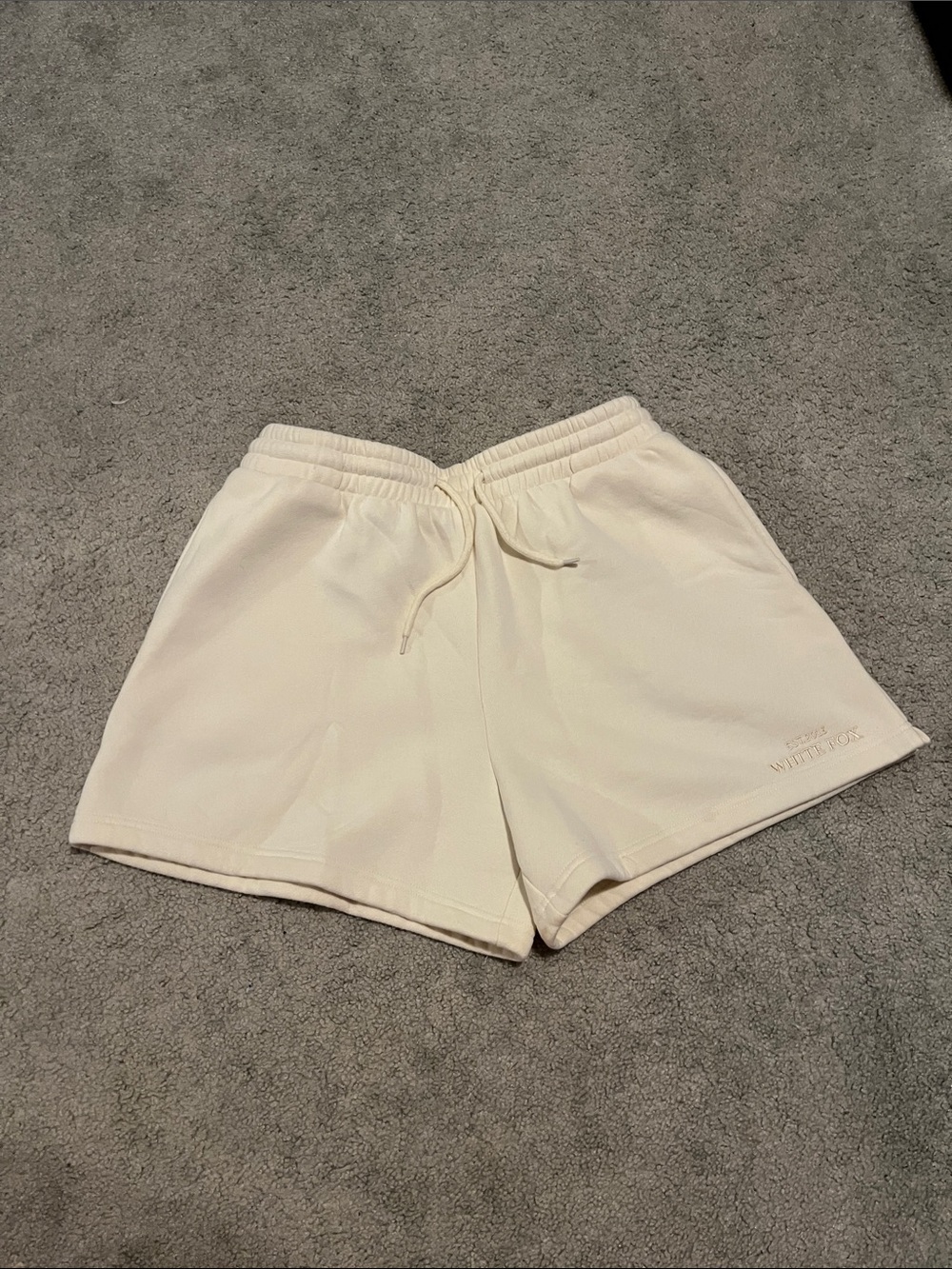 White Fox cream pale yellow Sweat Shorts